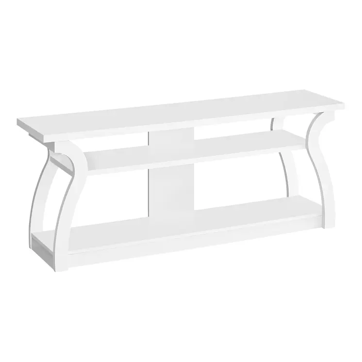 60" White Wood Open Shelving TV Stand