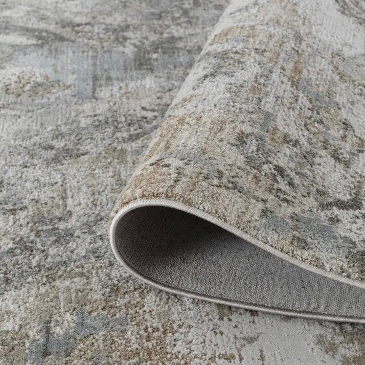5' X 7' Beige Abstract Power Loom Area Rug