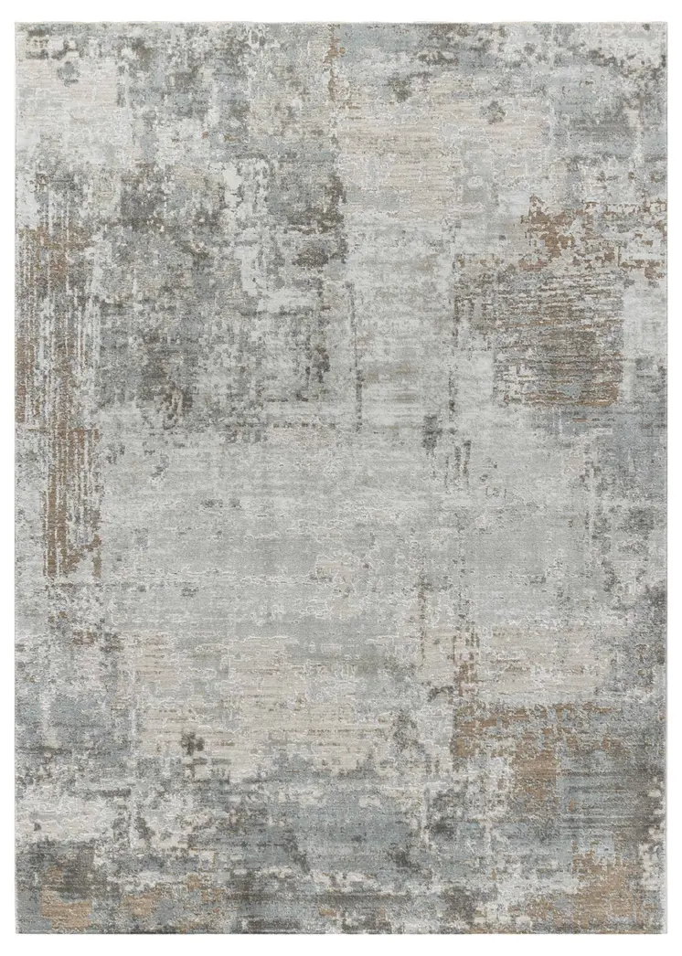 5' X 8' Beige Abstract Power Loom Stain Resistant Area Rug