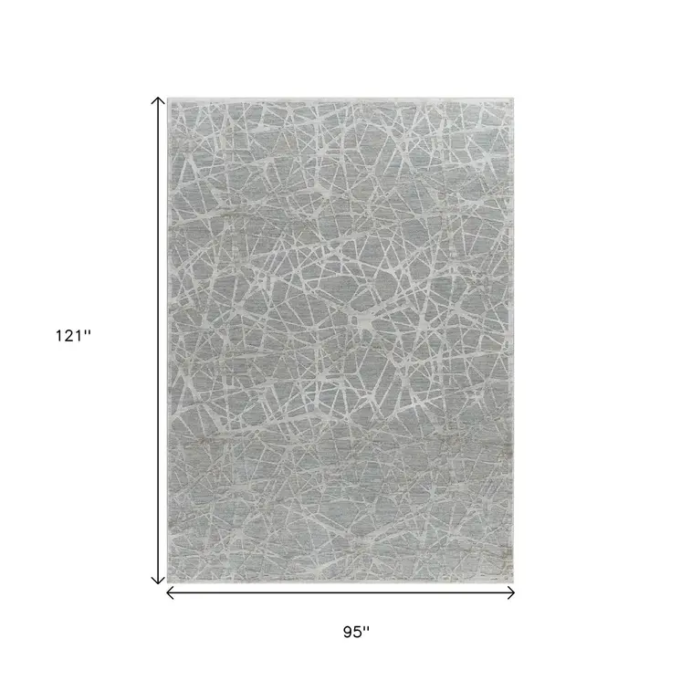 8' X 10' Turquoise Abstract Power Loom Stain Resistant Area Rug