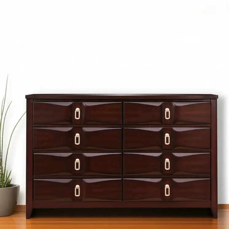 59" Espresso Eight Drawer Double Dresser