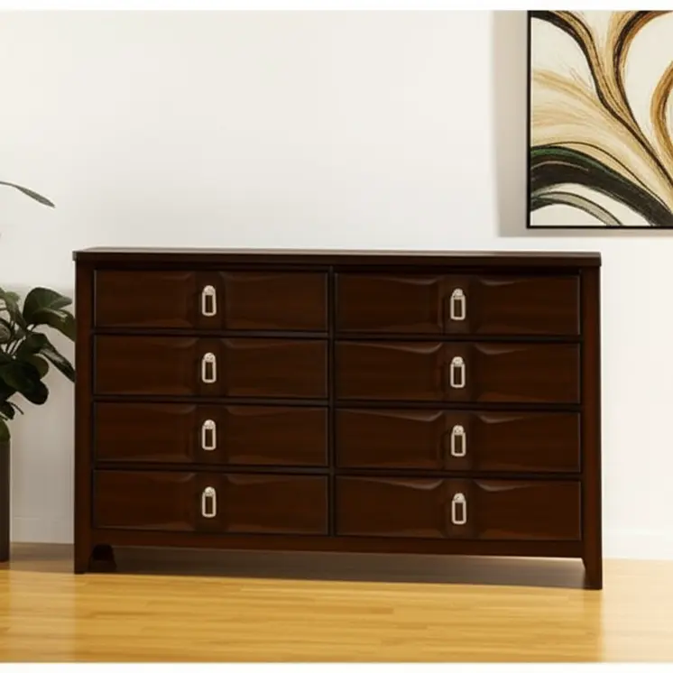 59" Espresso Eight Drawer Double Dresser