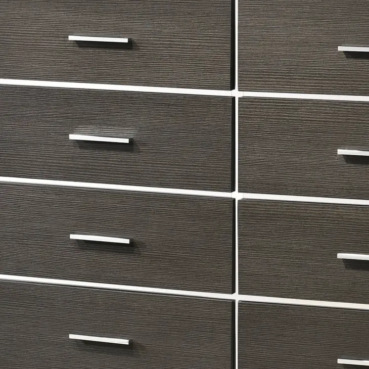 57" Gray Solid and Manufactured Wood Eight Drawer Double Dresser