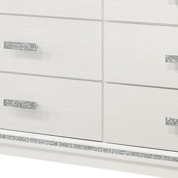 63" White Solid and Manufactured Wood Six Drawer Double Dresser