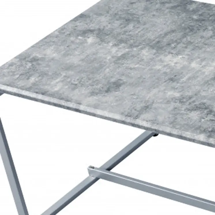 47" Gray and Silver PVC Veneer And Metal Sled Coffee Table