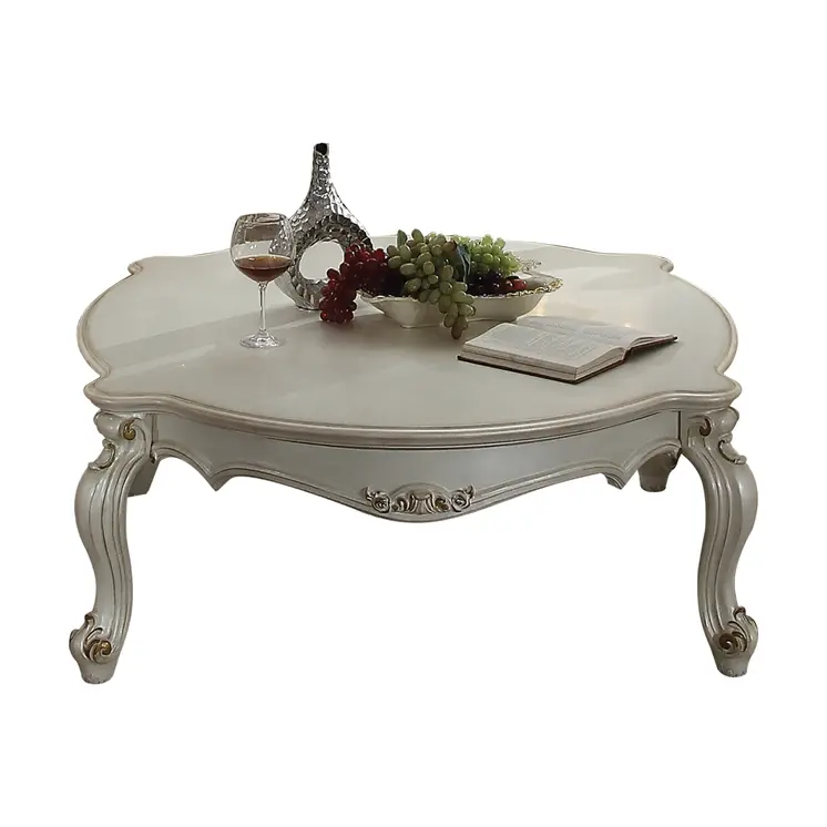 54" Pearl Wood And Polyresin Coffee Table