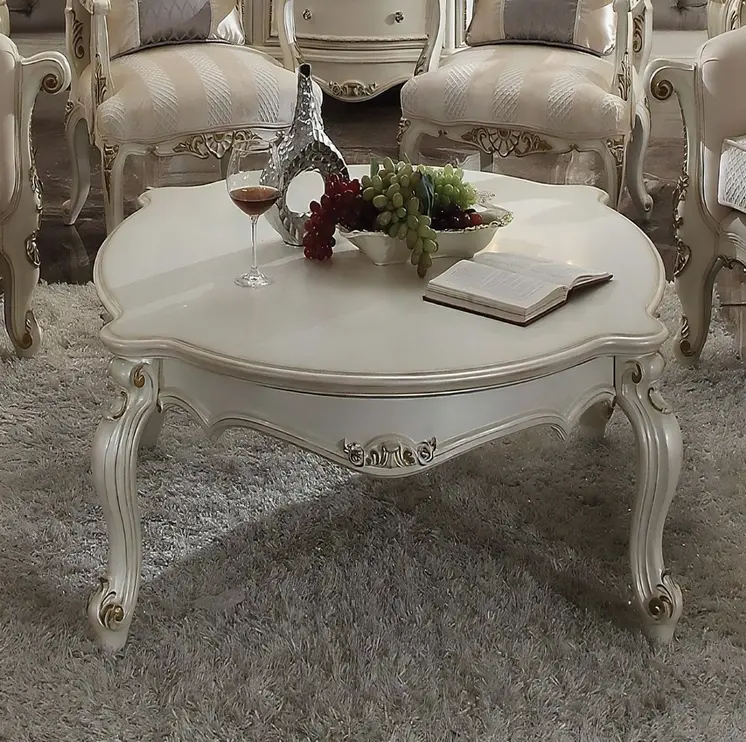 54" Pearl Wood And Polyresin Coffee Table