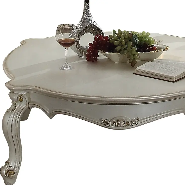 54" Pearl Wood And Polyresin Coffee Table