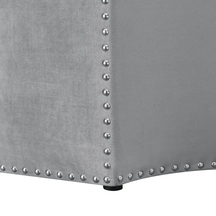 33" Gray Velvet Tufted Octagonal Cocktail Ottoman