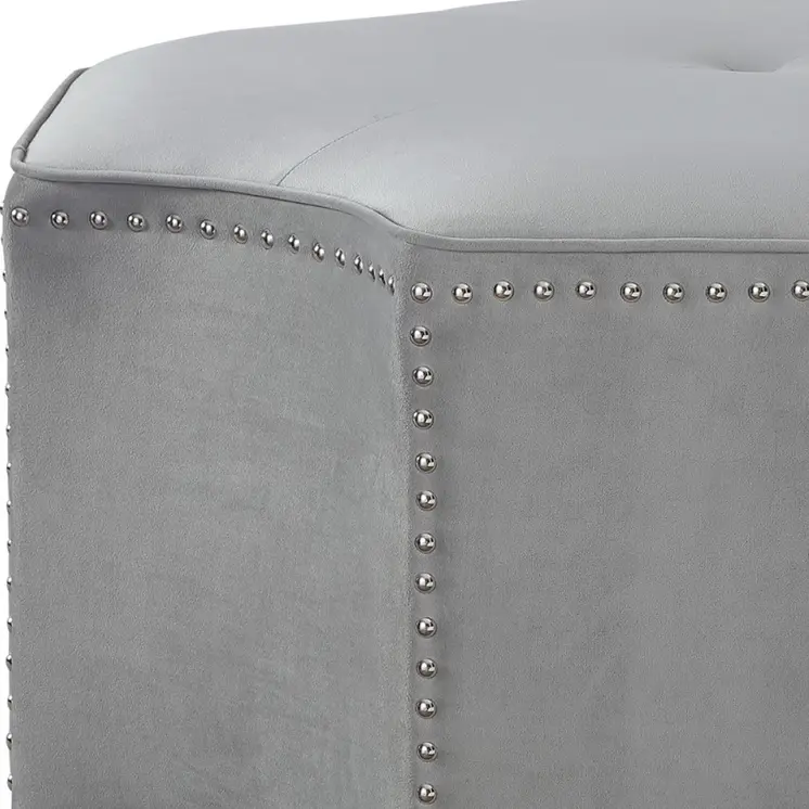 33" Gray Linen Specialty Cocktail Ottoman