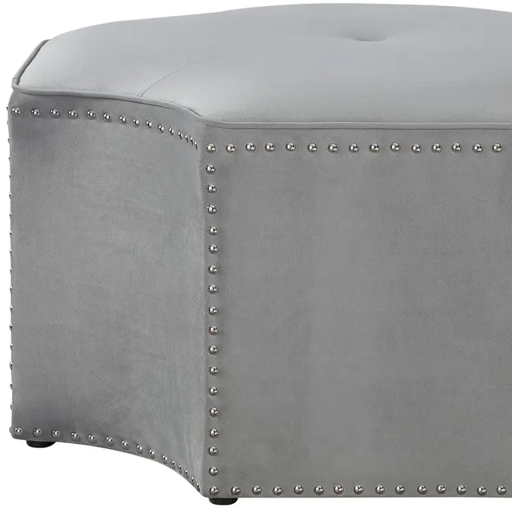 33" Gray Linen Specialty Cocktail Ottoman