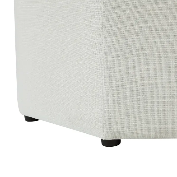 25" White Linen And Black Tufted Specialty Storage
