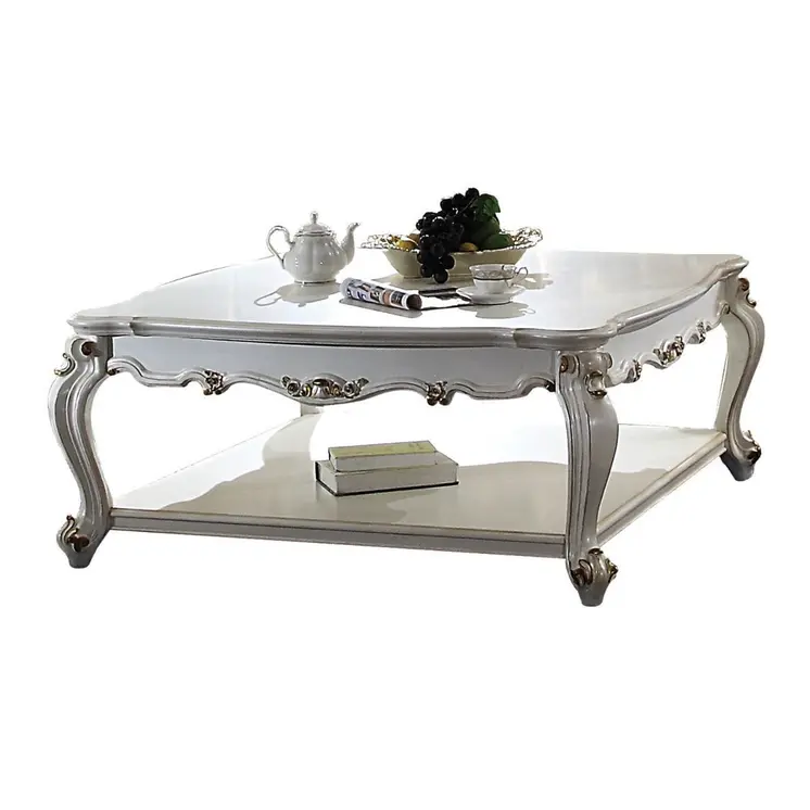 47" Pearl Wood Coffee Table With Shelf