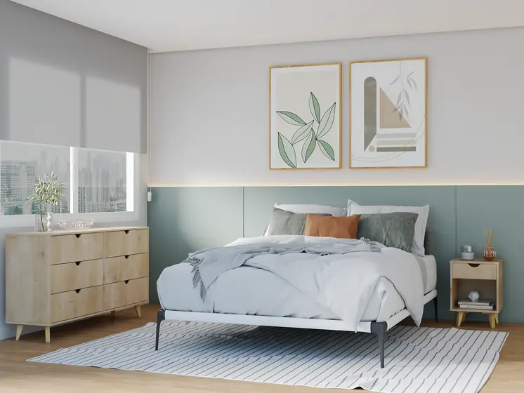 59" Natural Six Drawer Double Dresser