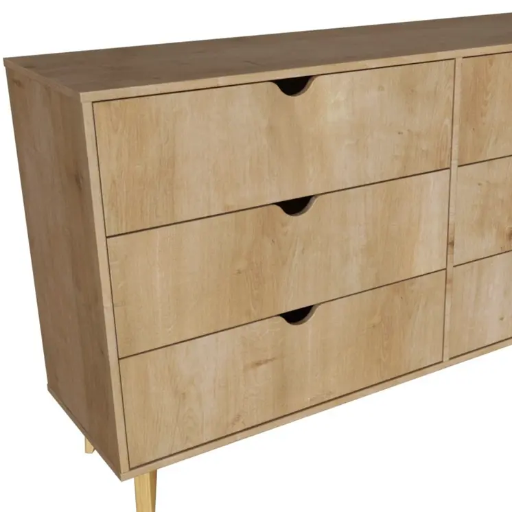 59" Natural Six Drawer Double Dresser