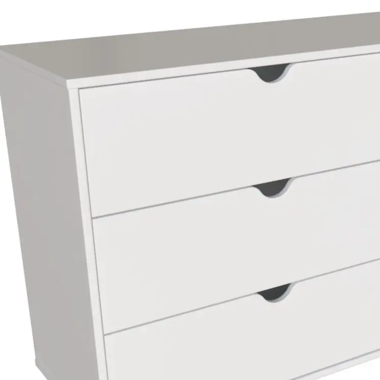 59" White Scoop Handle Six Drawer Double Dresser