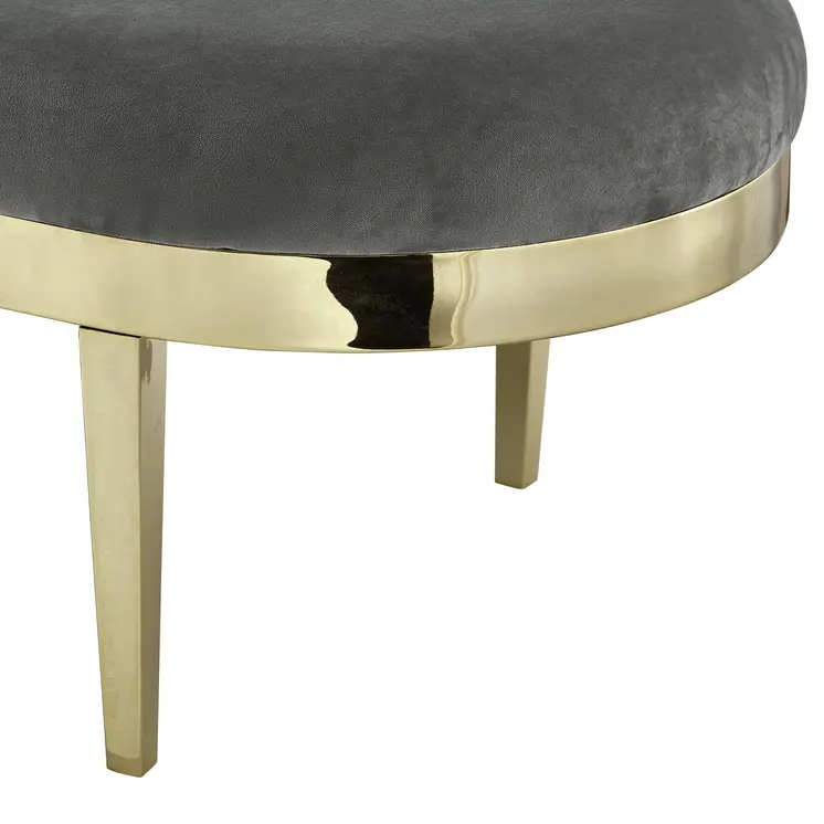 48" Gray And Gold Upholstered Velvet Bench