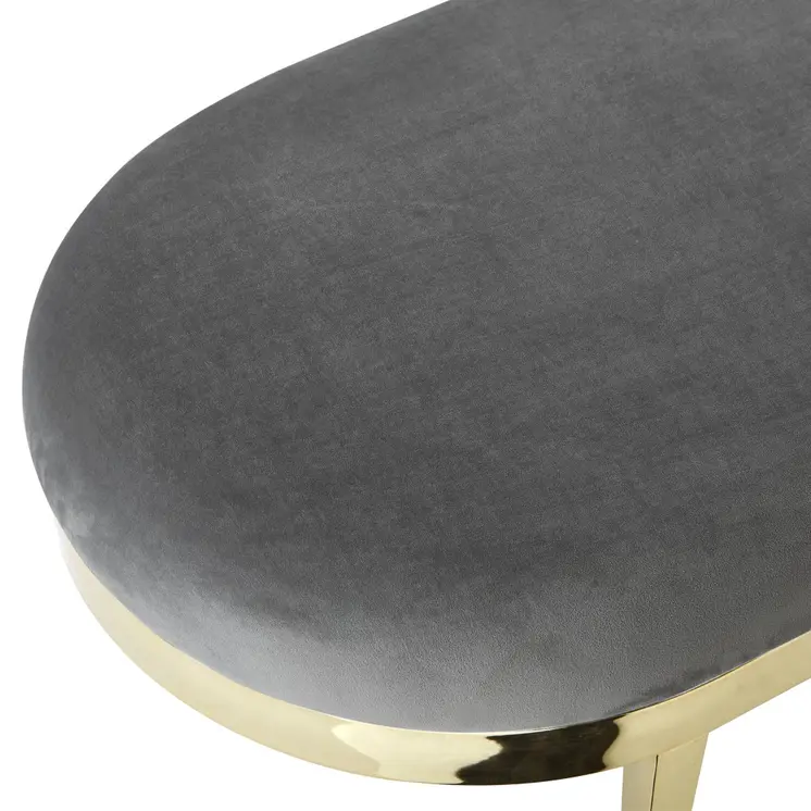 48" Gray And Gold Upholstered Velvet Bench