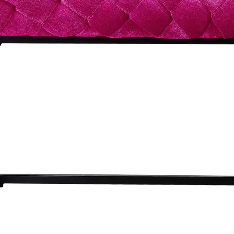 39" Fuchsia and Black Velvet Upholstered Bench