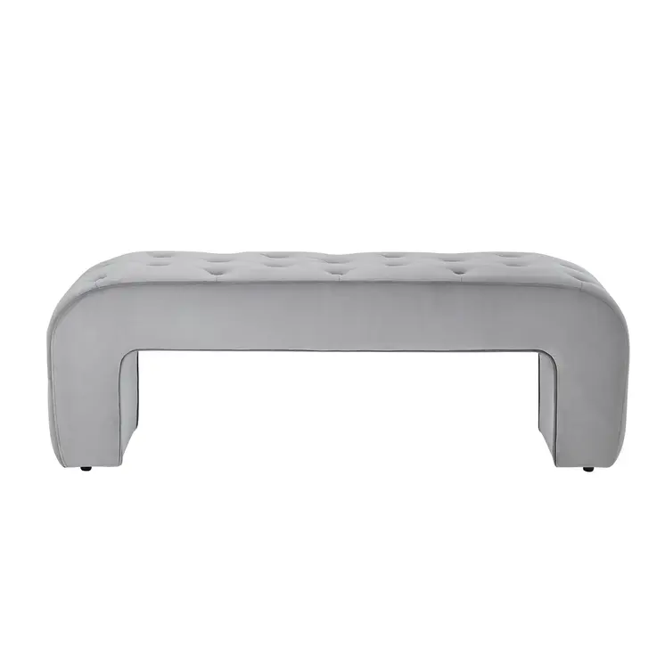 52" Gray Upholstered Velvet Bench