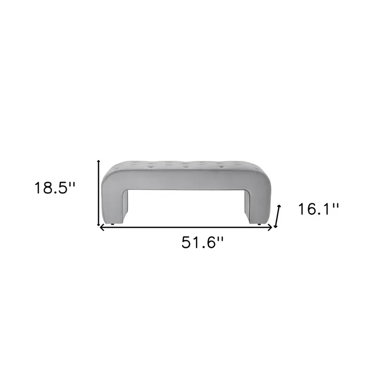 52" Gray Upholstered Velvet Bench