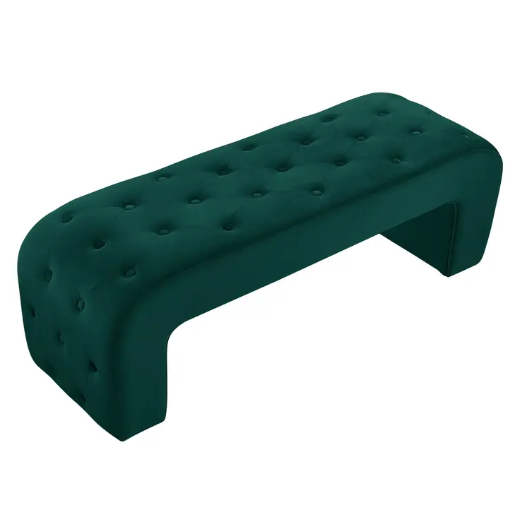 52" Hunter Green Upholstered Velvet Bench