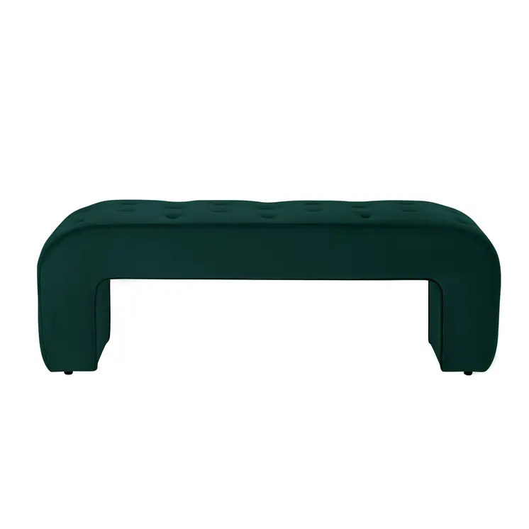52" Hunter Green Upholstered Velvet Bench