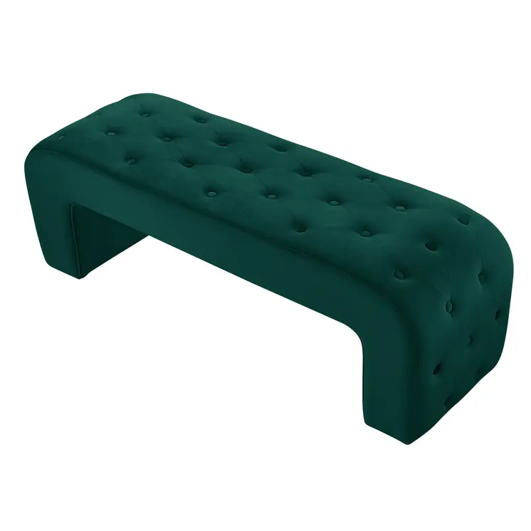 52" Hunter Green Upholstered Velvet Bench