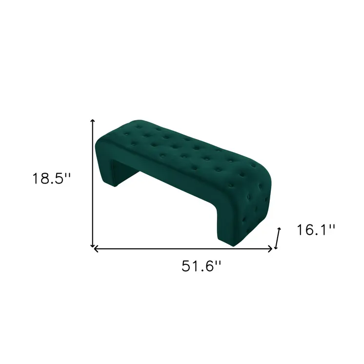 52" Hunter Green Upholstered Velvet Bench