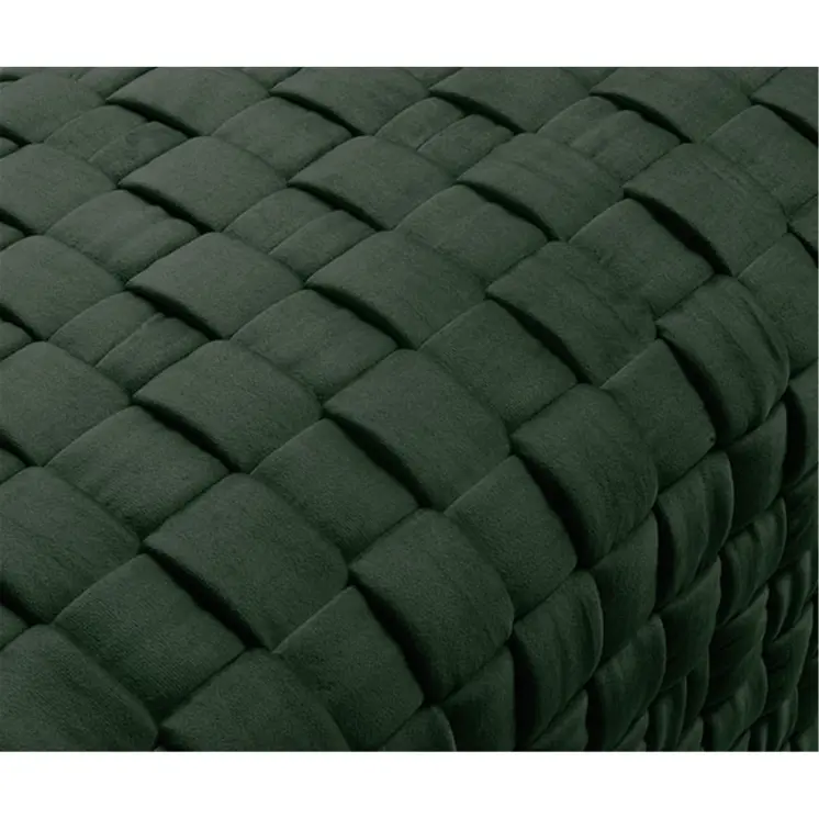 40" Hunter Green and Gold Velvet Upholstered Bench