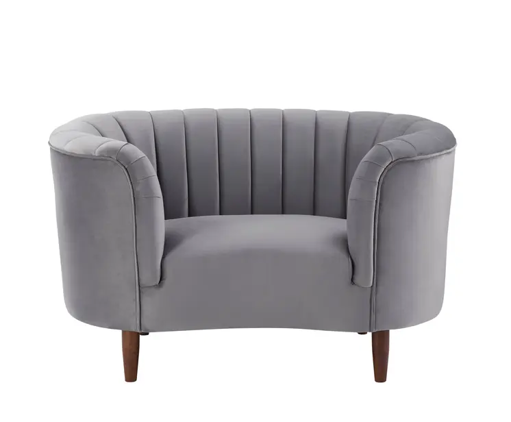52" Gray and Black Velvet Striped Arm Chair