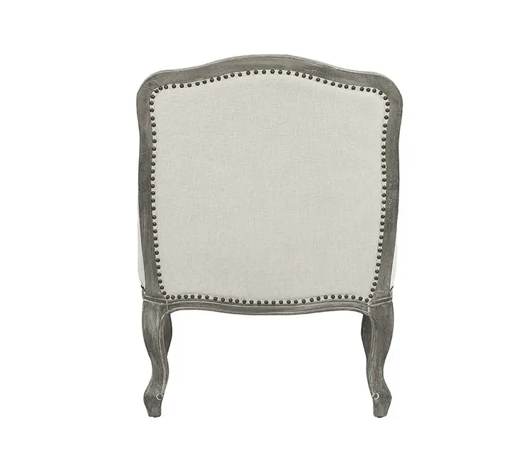29" Cream and Brown Linen Arm Chair And Toss Pillow