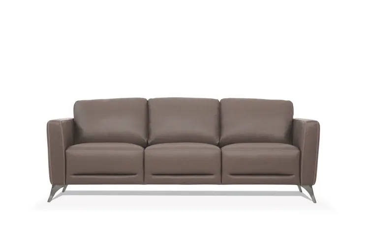 83" Taupe Leather Sofa With Black Legs
