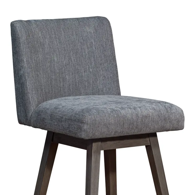 26" Gray and Brown Solid Wood Counter Height Swivel Bar Chair