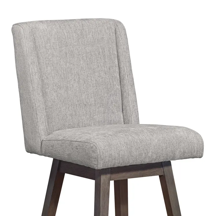 26" Brown and Gray Fabric and Solid Wood Counter Height Swivel Bar Chair