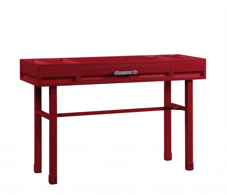 47" Red Iron And Wood Vanity Table