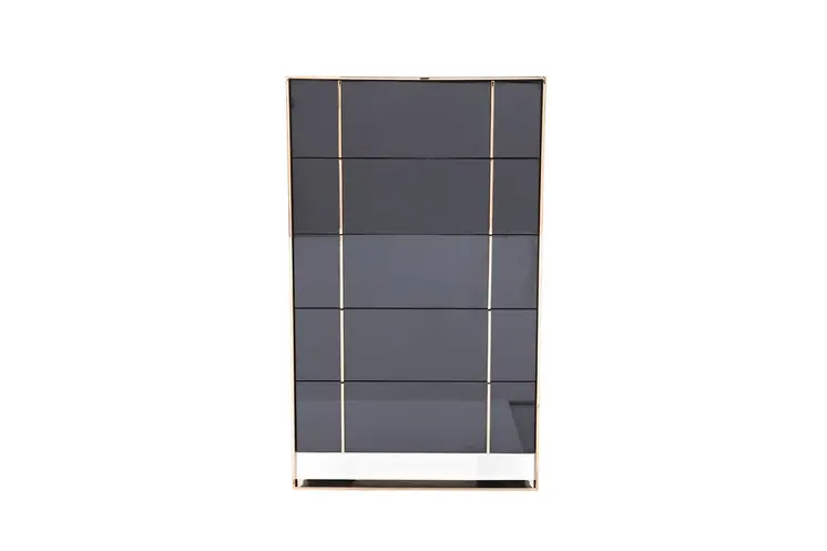 33" Black Gold Manufactured Wood + Solid Wood Stainless Steel Five Drawer Chest
