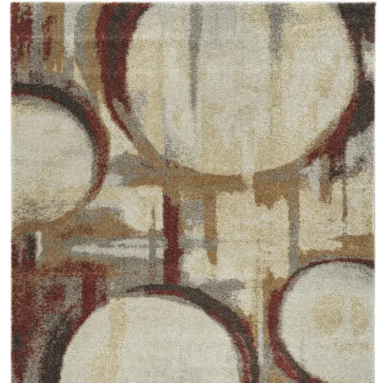 8' X 11' Brick Ivory and Gold Geometric Area Rug