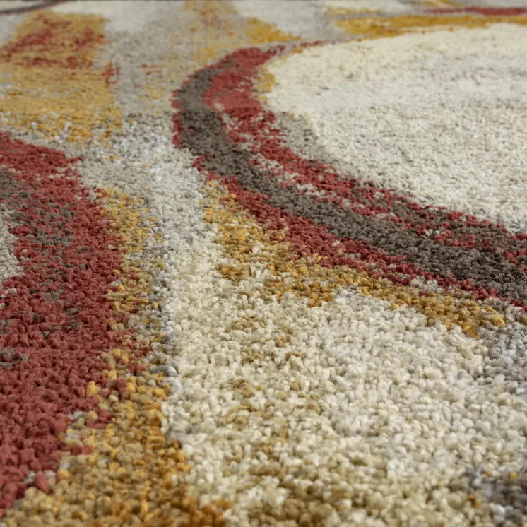 10' X 13' Brick Ivory and Gold Geometric Area Rug
