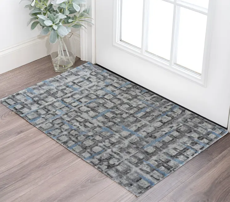 3' X 5' Grey Geometric Area Rug