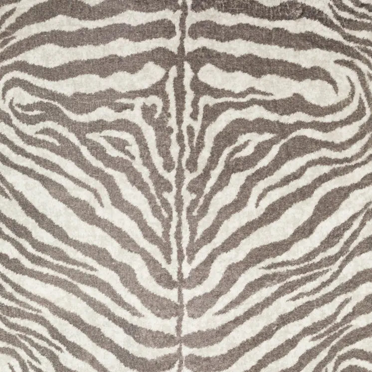 2' X 8' Mocha and Cream Zebra Print Shag Handmade Non Skid Runner Rug