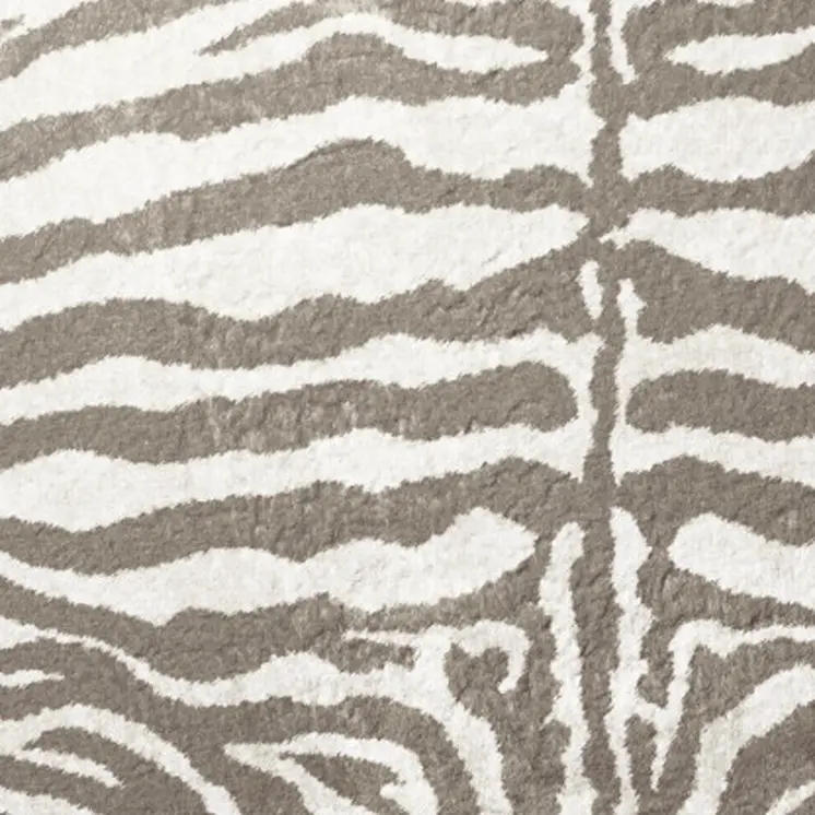 8' X 8' Mocha and Cream Round Zebra Print Shag Handmade Non Skid Area Rug