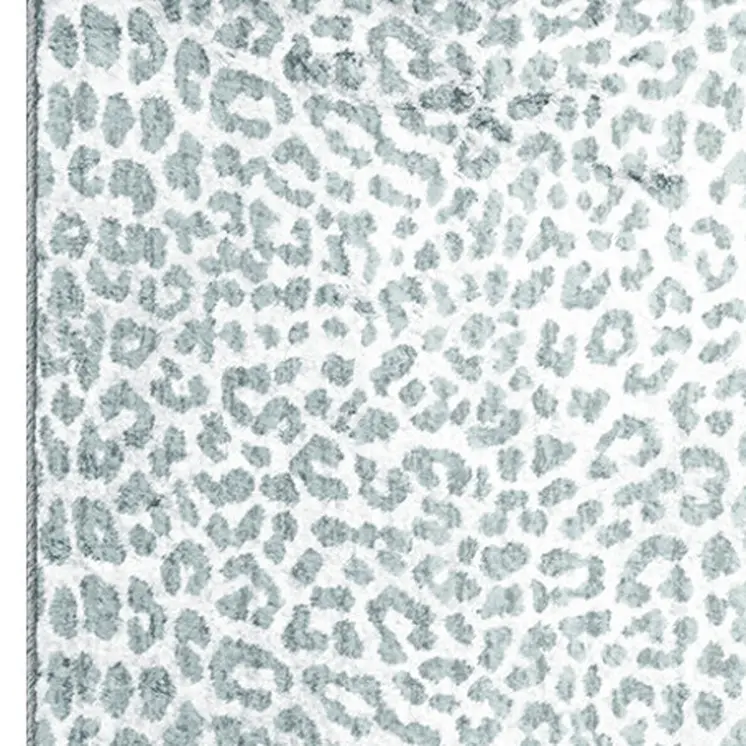 2' X 8' Grey Leopard Print Shag Handmade Non Skid Runner Rug