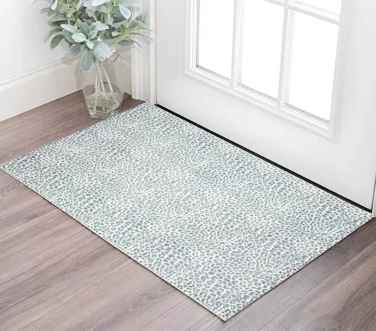 3' X 5' Grey Leopard Print Shag Handmade Non Skid Area Rug