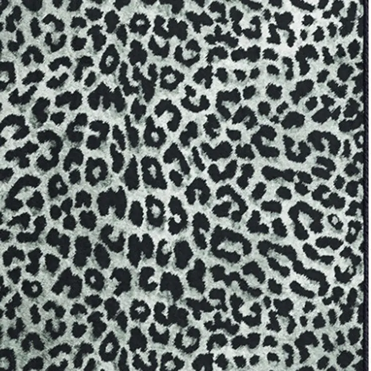 2' X 8' Black and Gray Leopard Print Shag Handmade Non Skid Runner Rug
