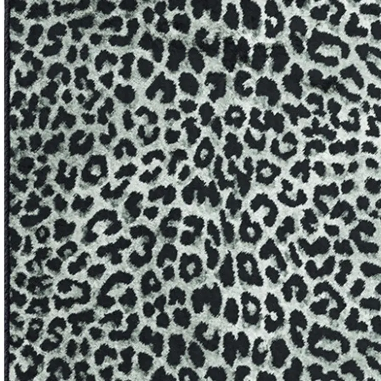 2' X 8' Black and Gray Leopard Print Shag Handmade Non Skid Runner Rug