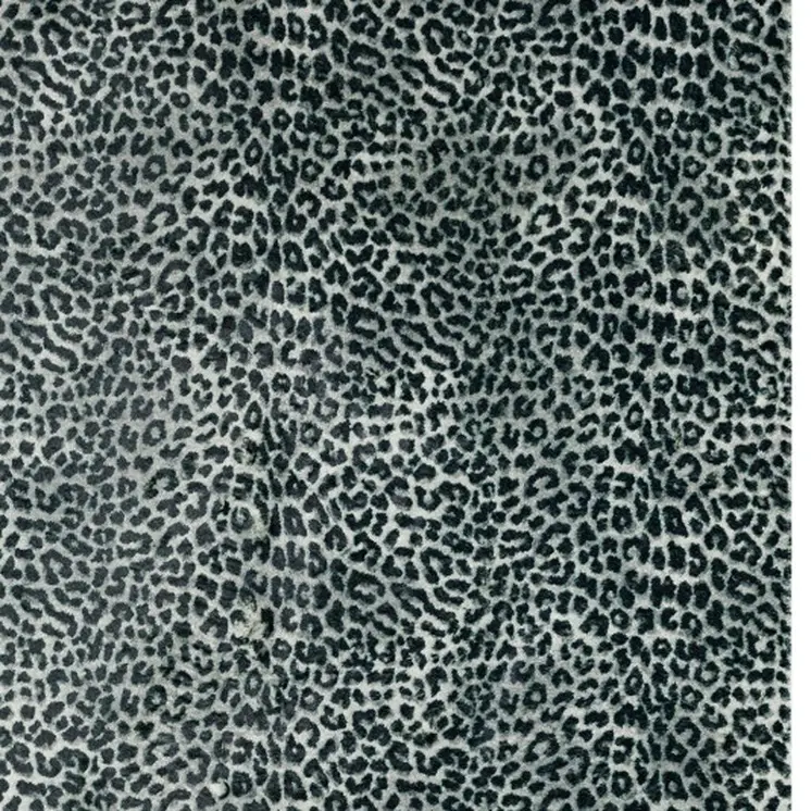 8' X 10' Black and Gray Leopard Print Shag Handmade Non Skid Area Rug