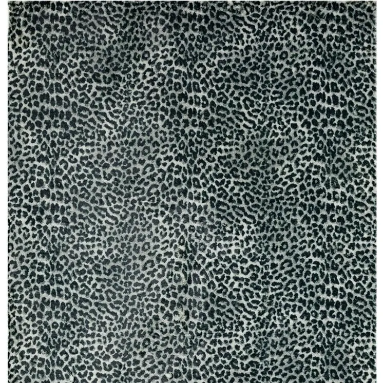 8' X 10' Black and Gray Leopard Print Shag Handmade Non Skid Area Rug