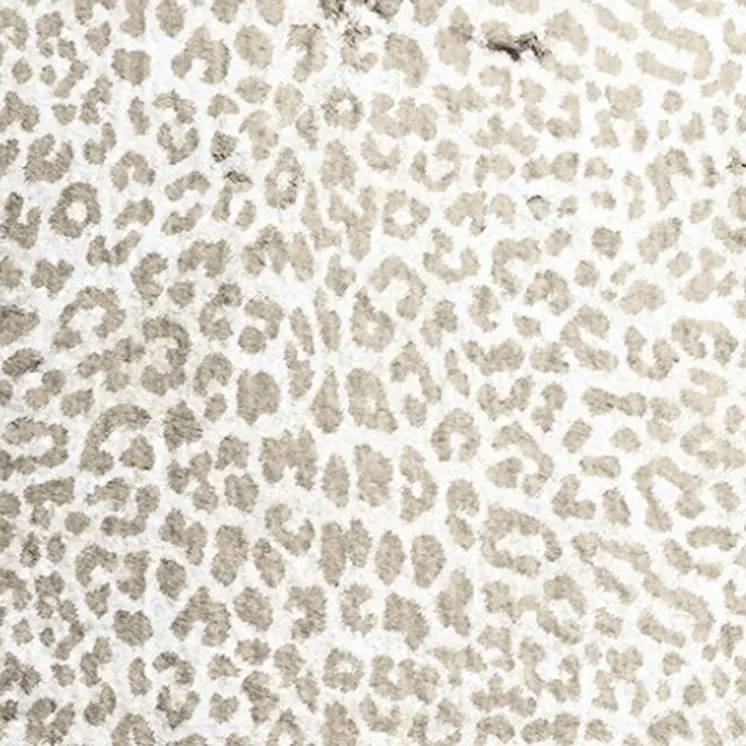 2' X 8' Beige and Cream Leopard Print Shag Handmade Non Skid Runner Rug
