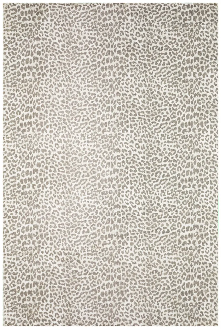 8' X 10' Beige and Cream Leopard  Print Shag Handmade Non Skid Area Rug